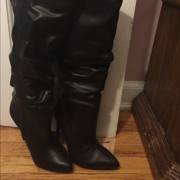 black knee high wide calf boots